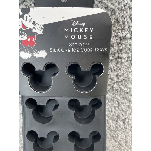 Disney Mickey Mouse Silicone Ice Cube Tray Set of 2 Black Kitchen Accessorie New - Picture 2 of 9